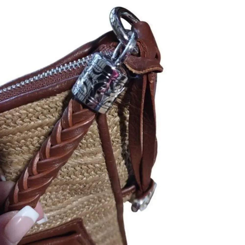 Brighton Brown Straw and Leather Handbag 11
